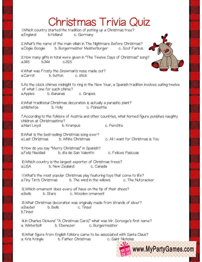 free printable multiple choice answers