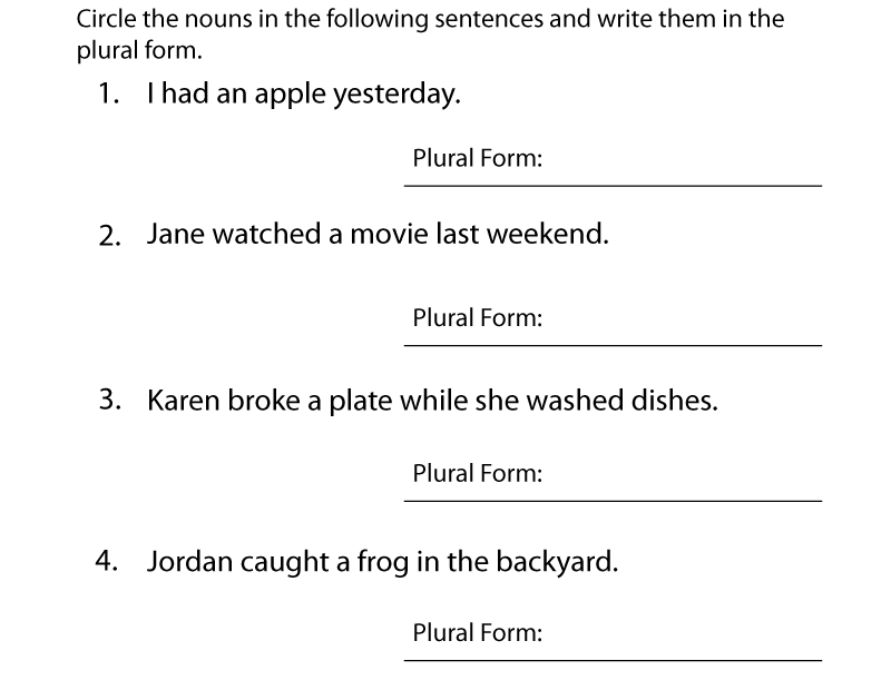 Free Printable English Grammar Worksheet