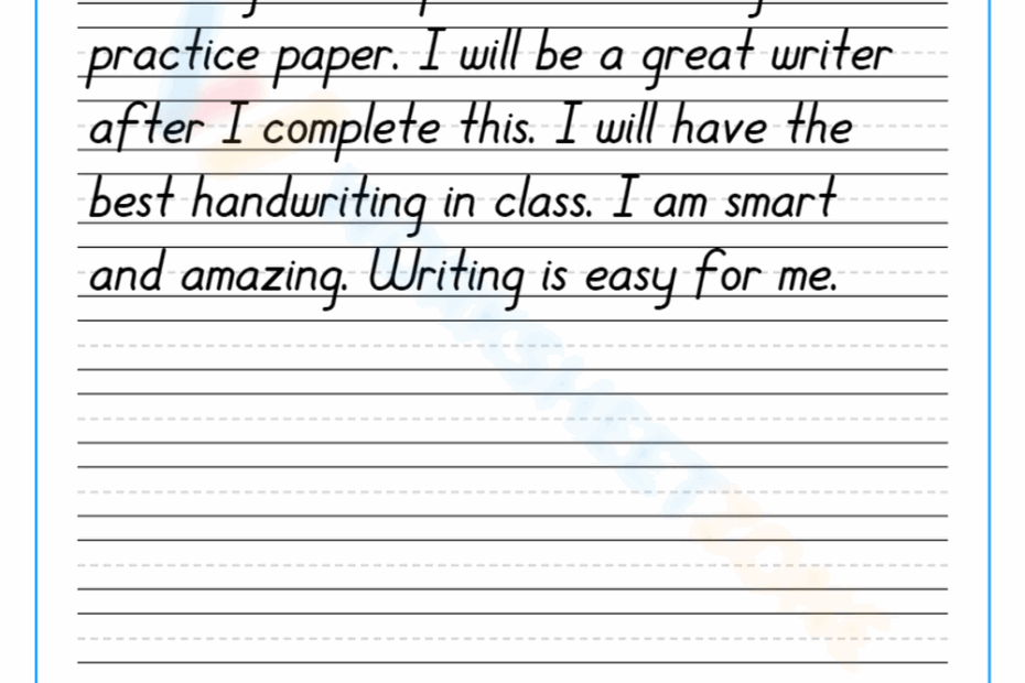 Free Printable Handwriting Paragraph Practice Sheets Worksheets Library