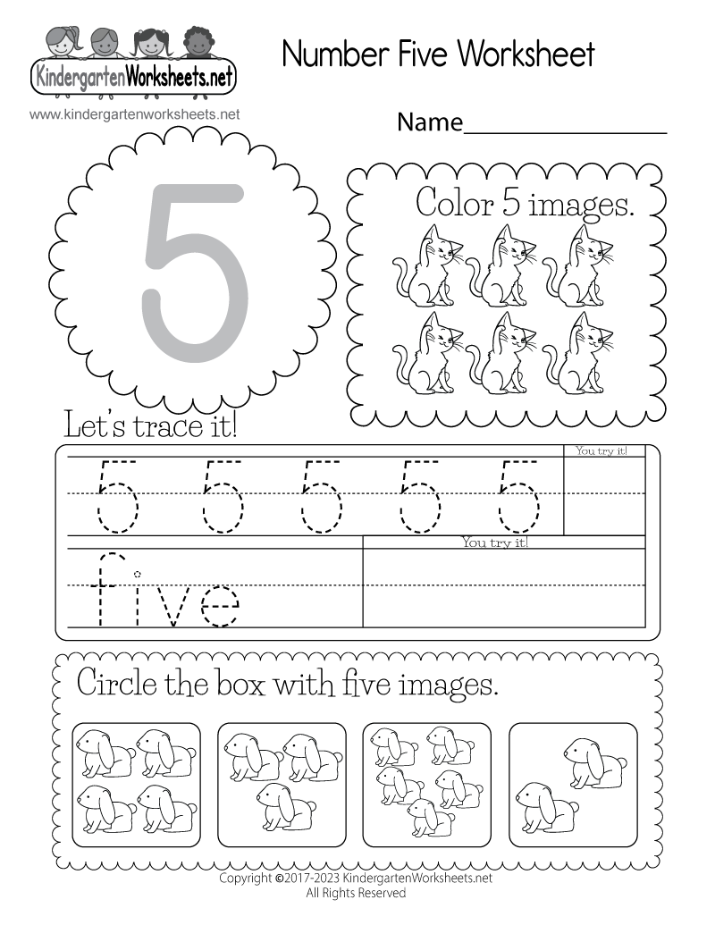 tracing number 5 worksheet printable
