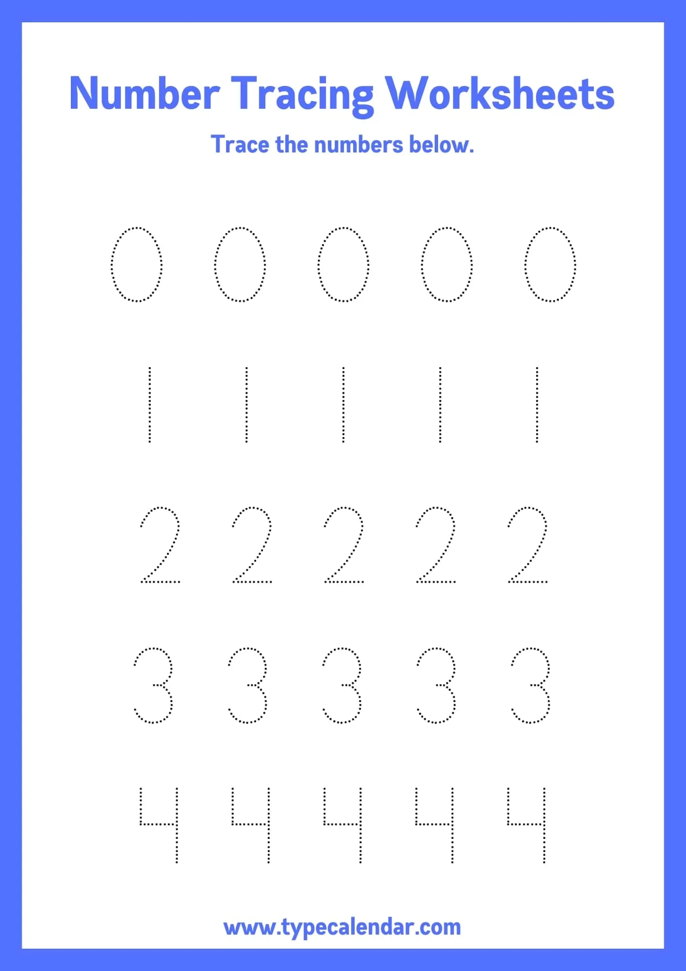 free number tracing worksheets