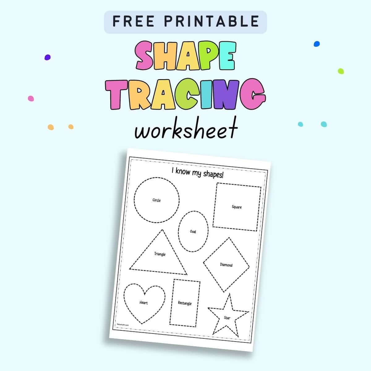 trace shapes worksheet free printable