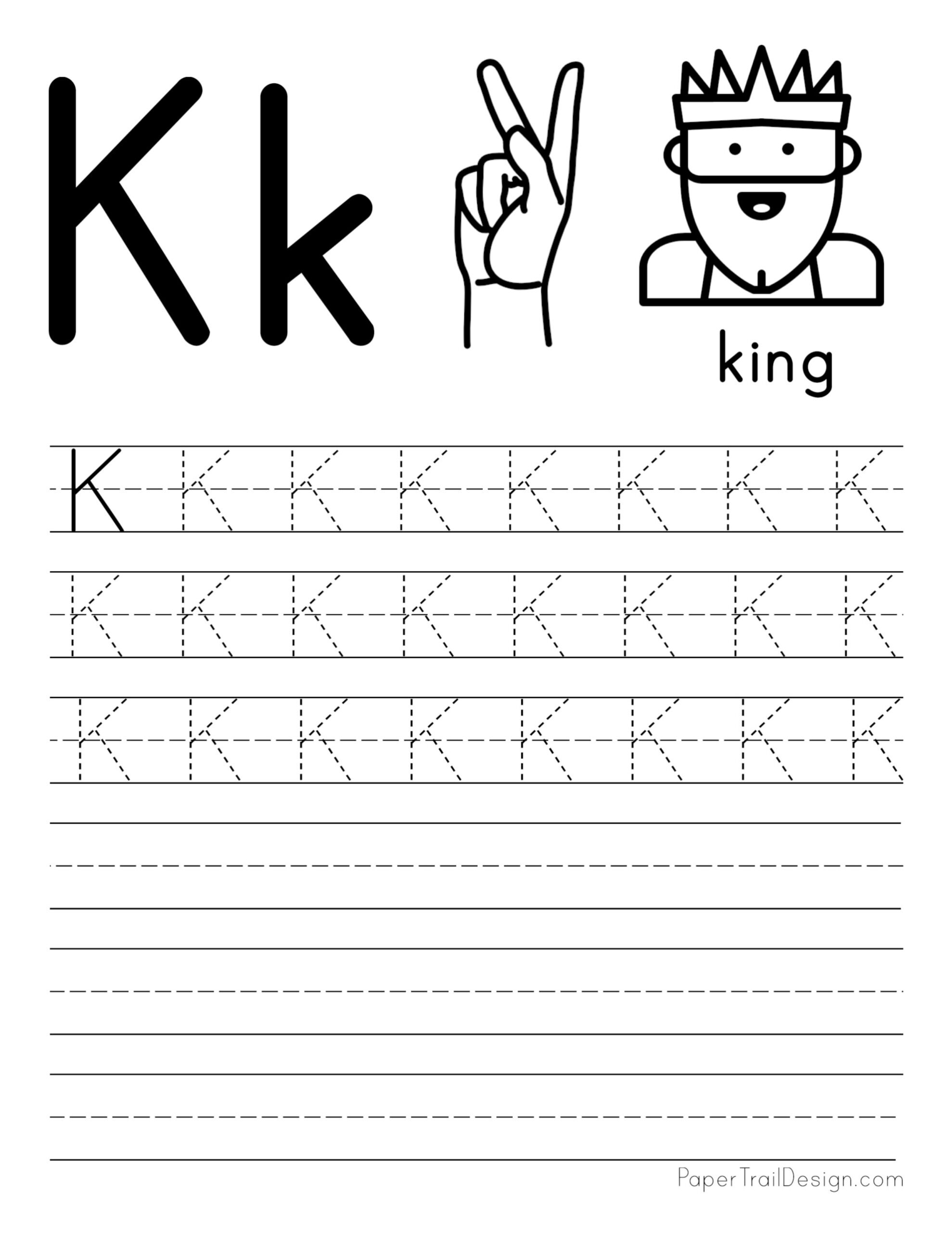 Free Printable Worksheet For Kids Trace Uppercase Letter K Worksheets Library