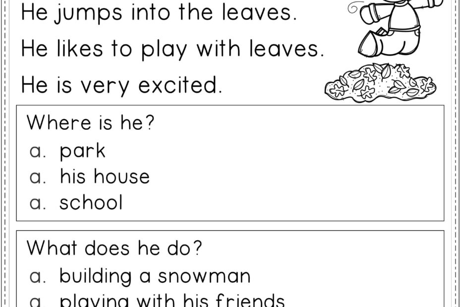 Free Reading Comprehension First Grade Reading Comprehension Worksheets Library