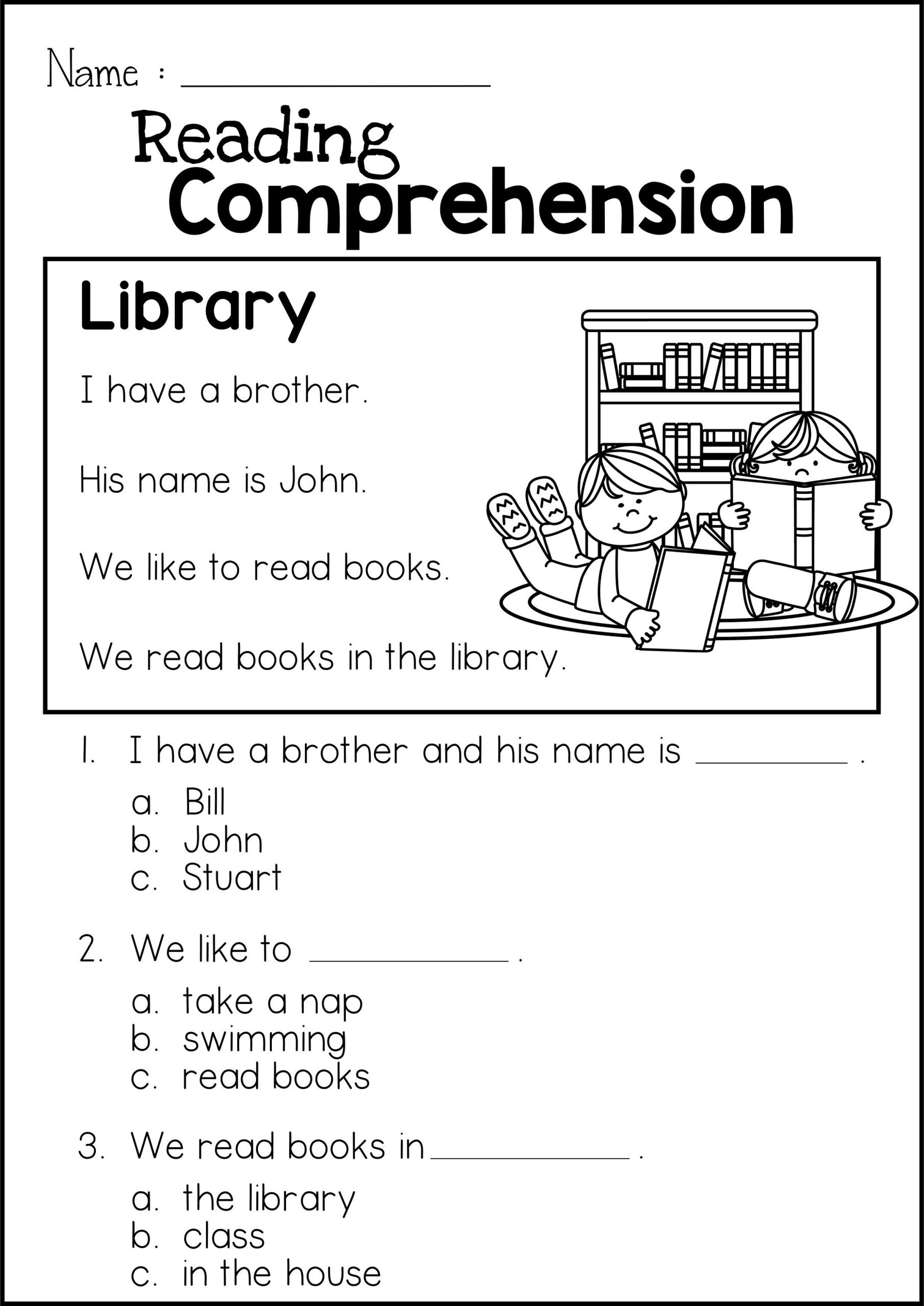 free printable comprehension sheets