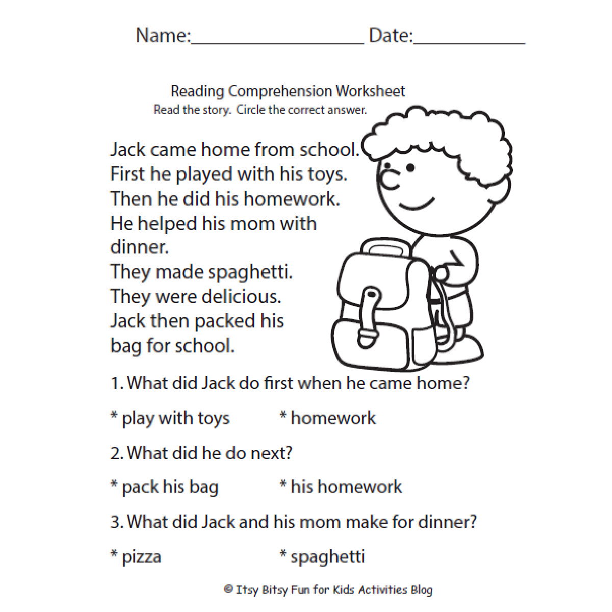 1st grade reading practice worksheets