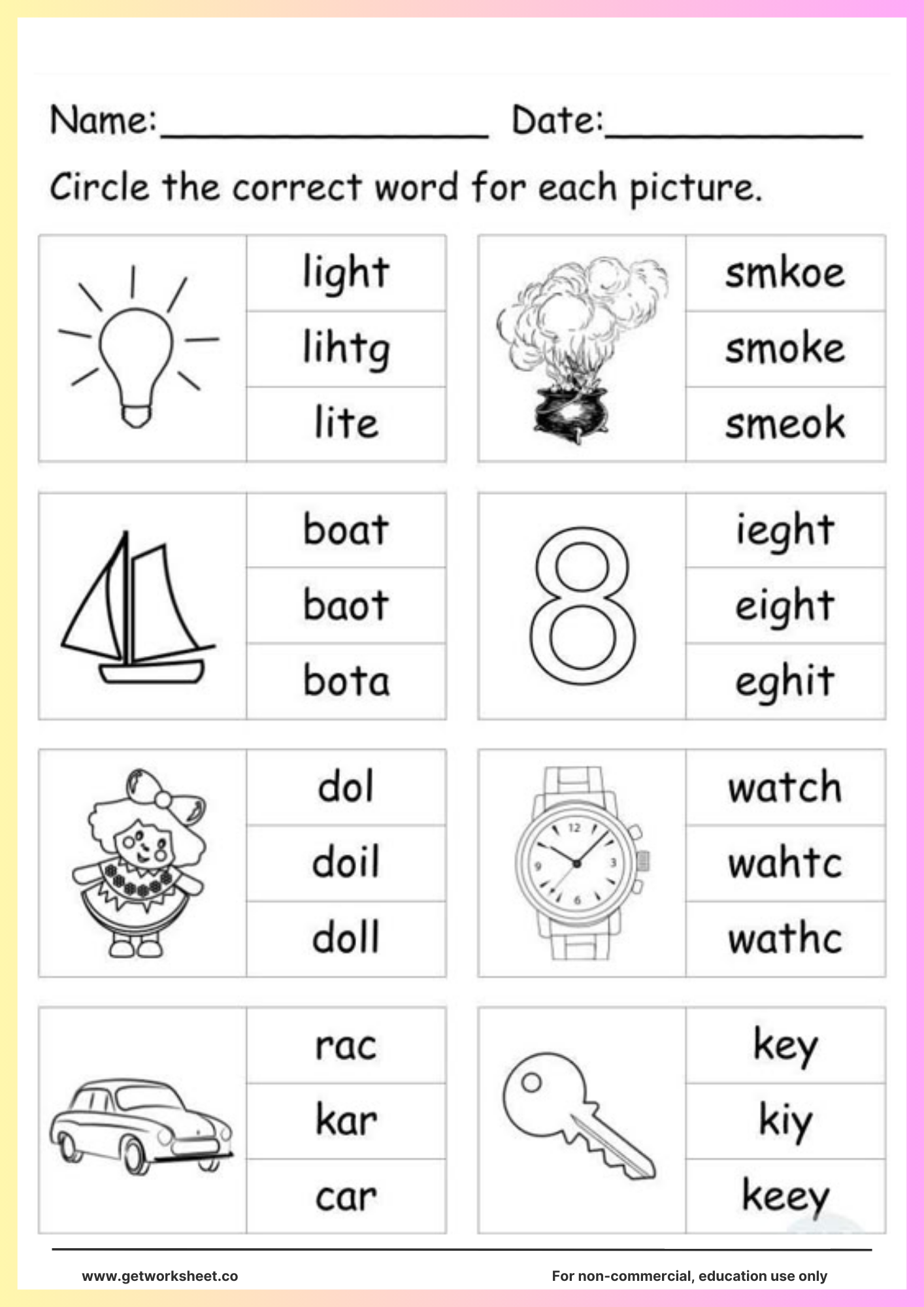 spelling worksheets for beginners