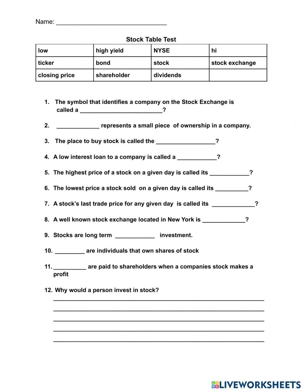 Free Stock Market Worksheet Download Free Stock Market Worksheet Png Images Free Worksheets On Clipart Library