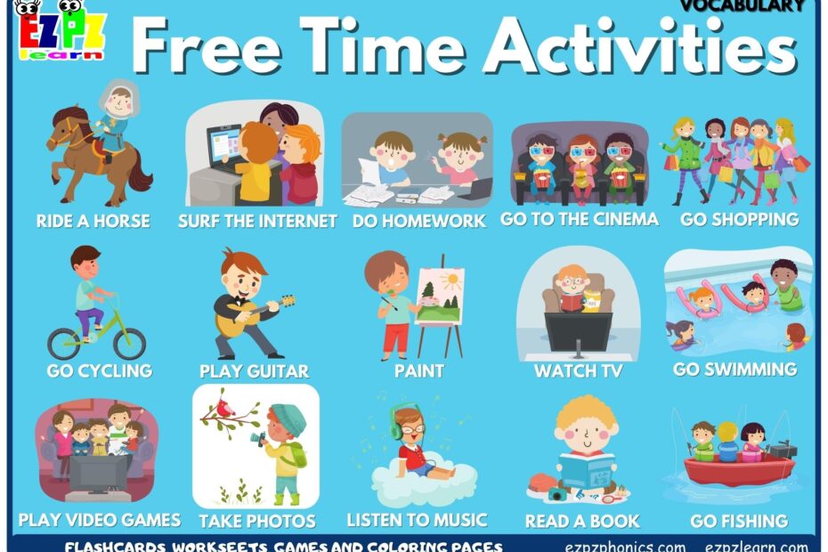 Free Time Activities Vocabulary Picture Dictionary Join Now For Free Flashcards Worksheets And Coloring Pages Ezpzlearn