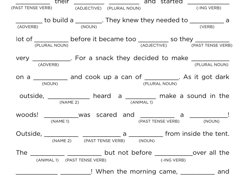 Funny Fill in The Blanks Story Game Made By Teachers