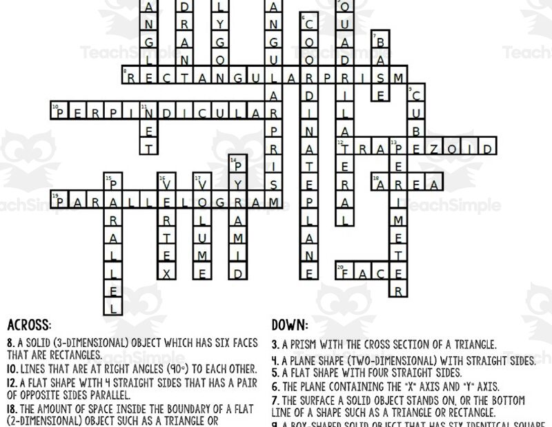 Geometry Vocabulary Crossword Puzzle