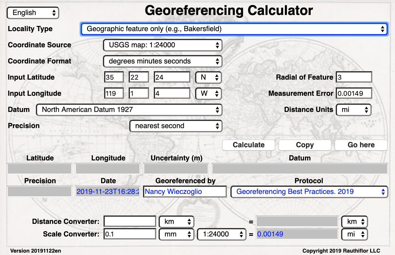 Georeferencing Calculator Manual