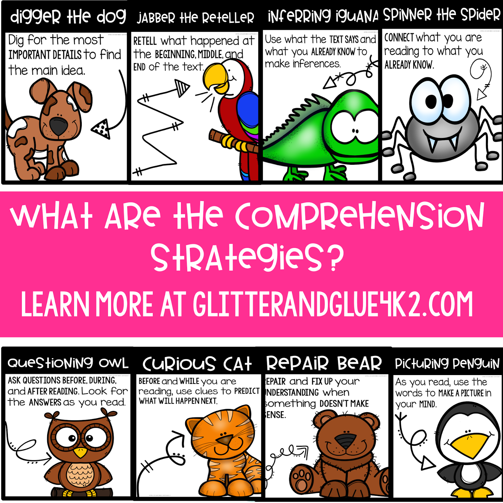 Glitter And Glue 4 K 2 Using Comprehension Strategies Start Guided Reading Off Right 