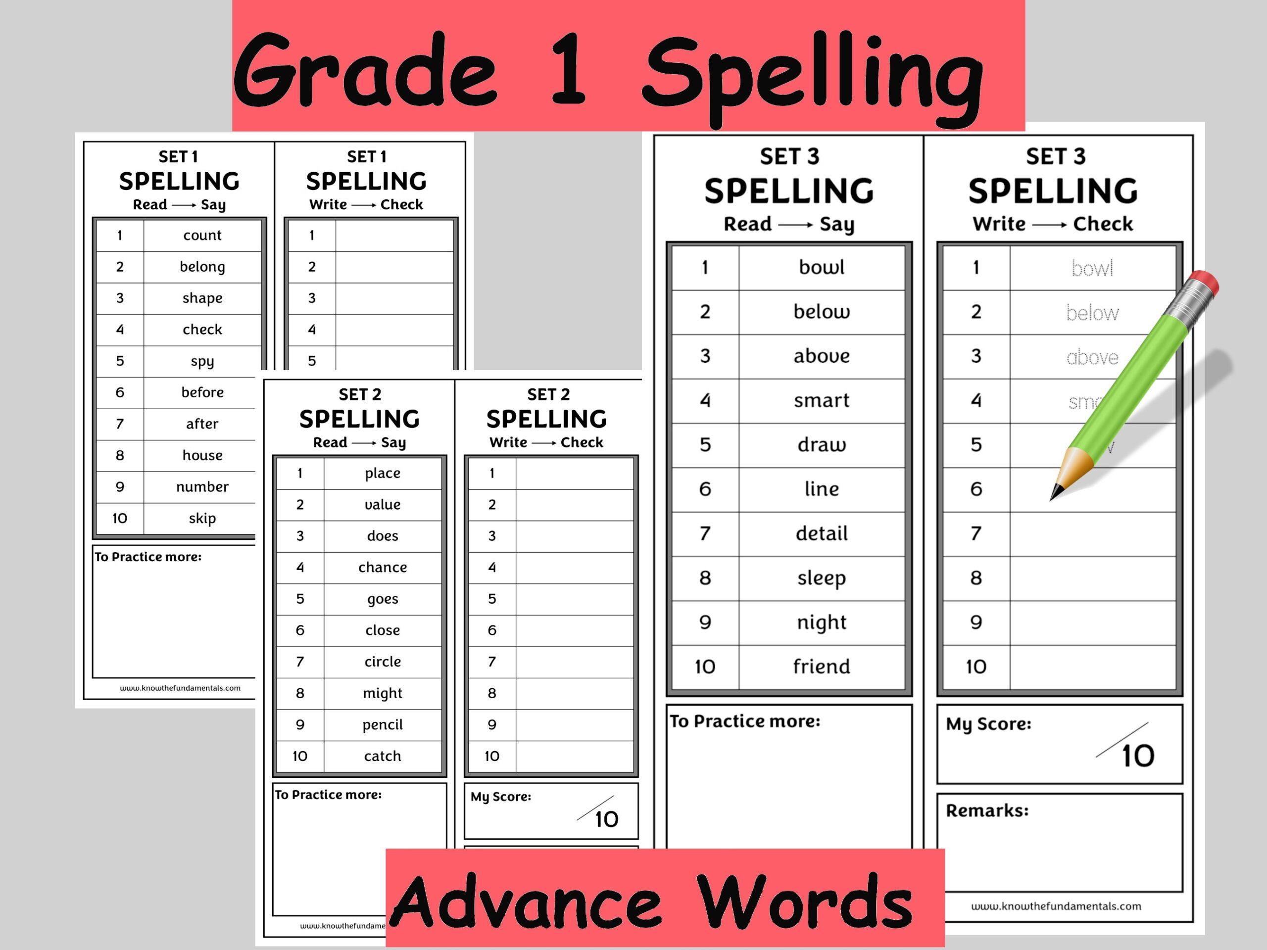 Grade 1 Spelling Year 1 Writing Worksheet 1st Grade Phonics Homeschool English Vocabulary Printable Sight Words Included Etsy