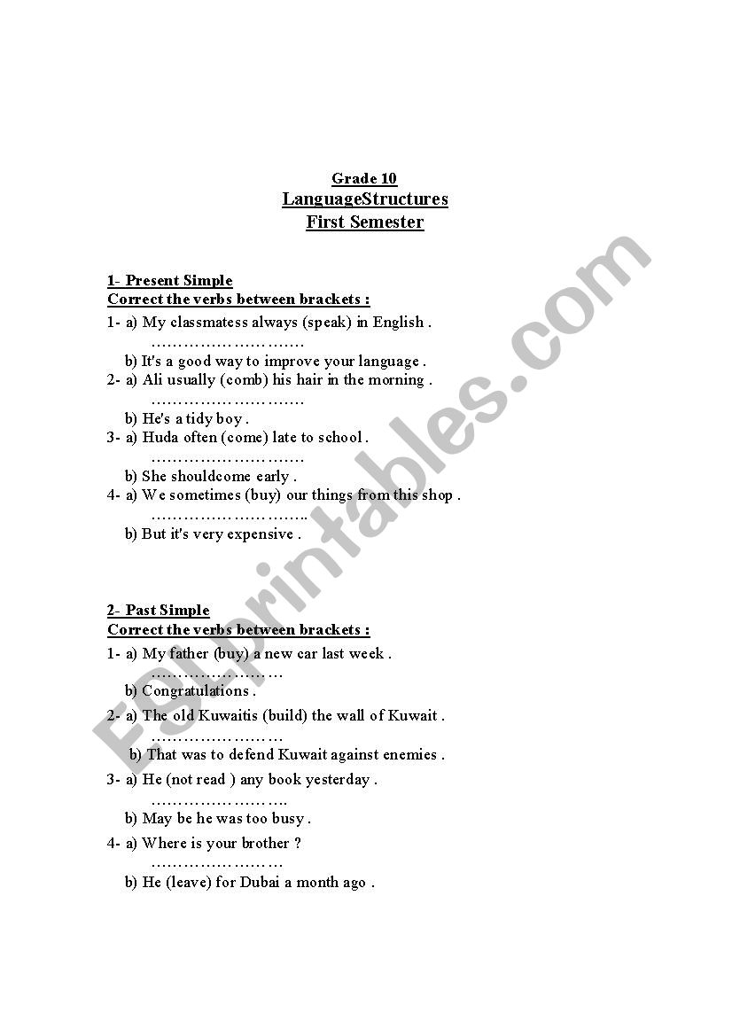 Grade 10 Worksheets English Language Worksheets Library