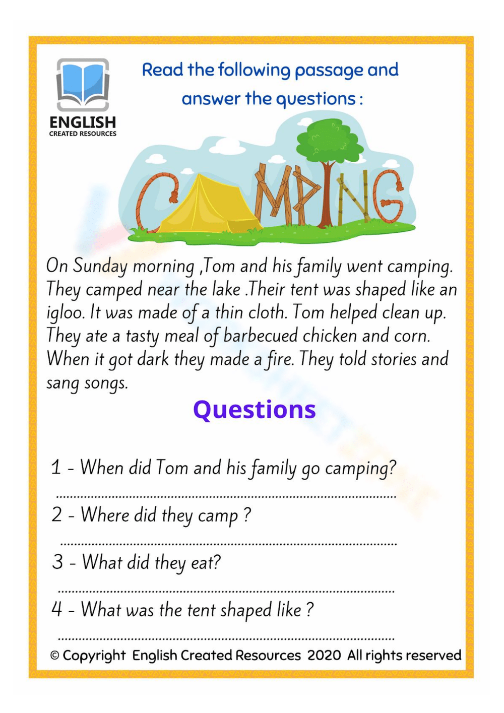 Grade 3 Reading Worksheets
