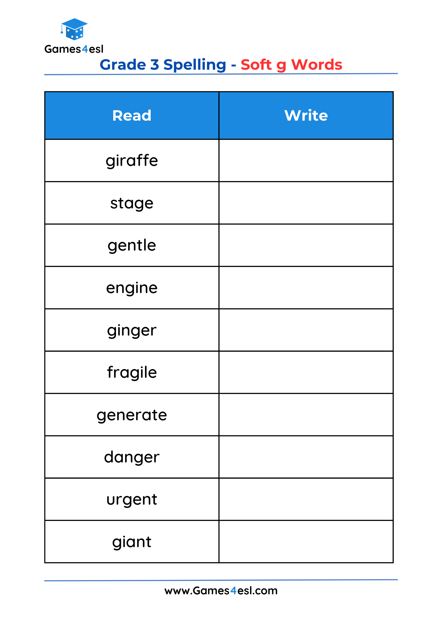 Grade 3 Spelling Words Worksheets Games4esl
