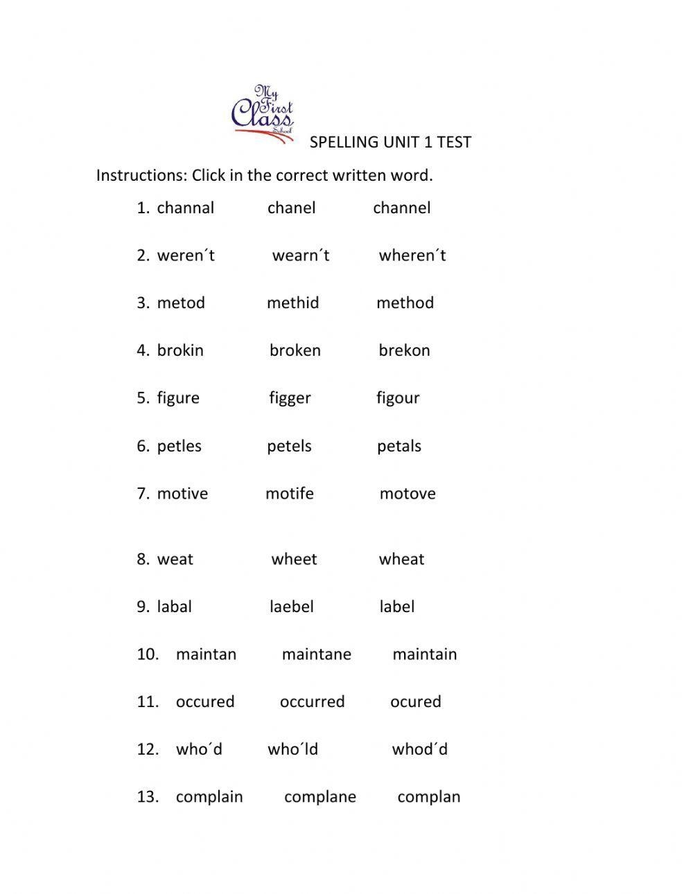 year 5 spelling list worksheet