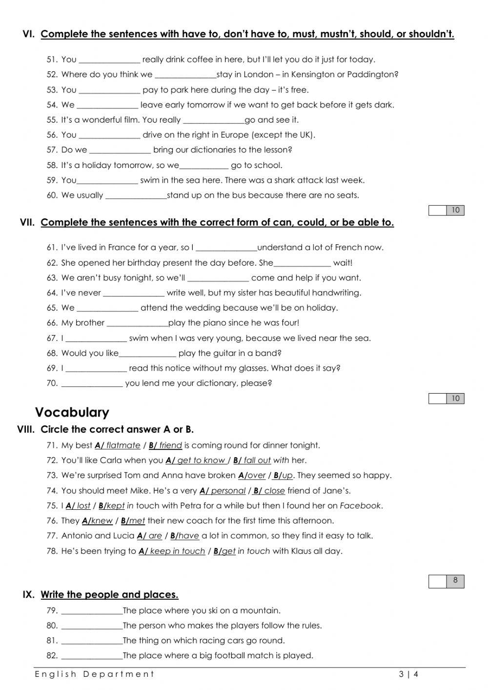 Grade 6 English File Grammar Test Worksheet Live Worksheets Worksheets Library