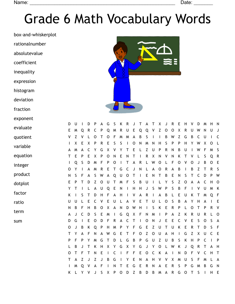 6th grade mathematical vocabulary