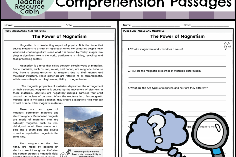 Grade 7 Science Reading Comprehension Passages And Questions Teacher Resource Cabin