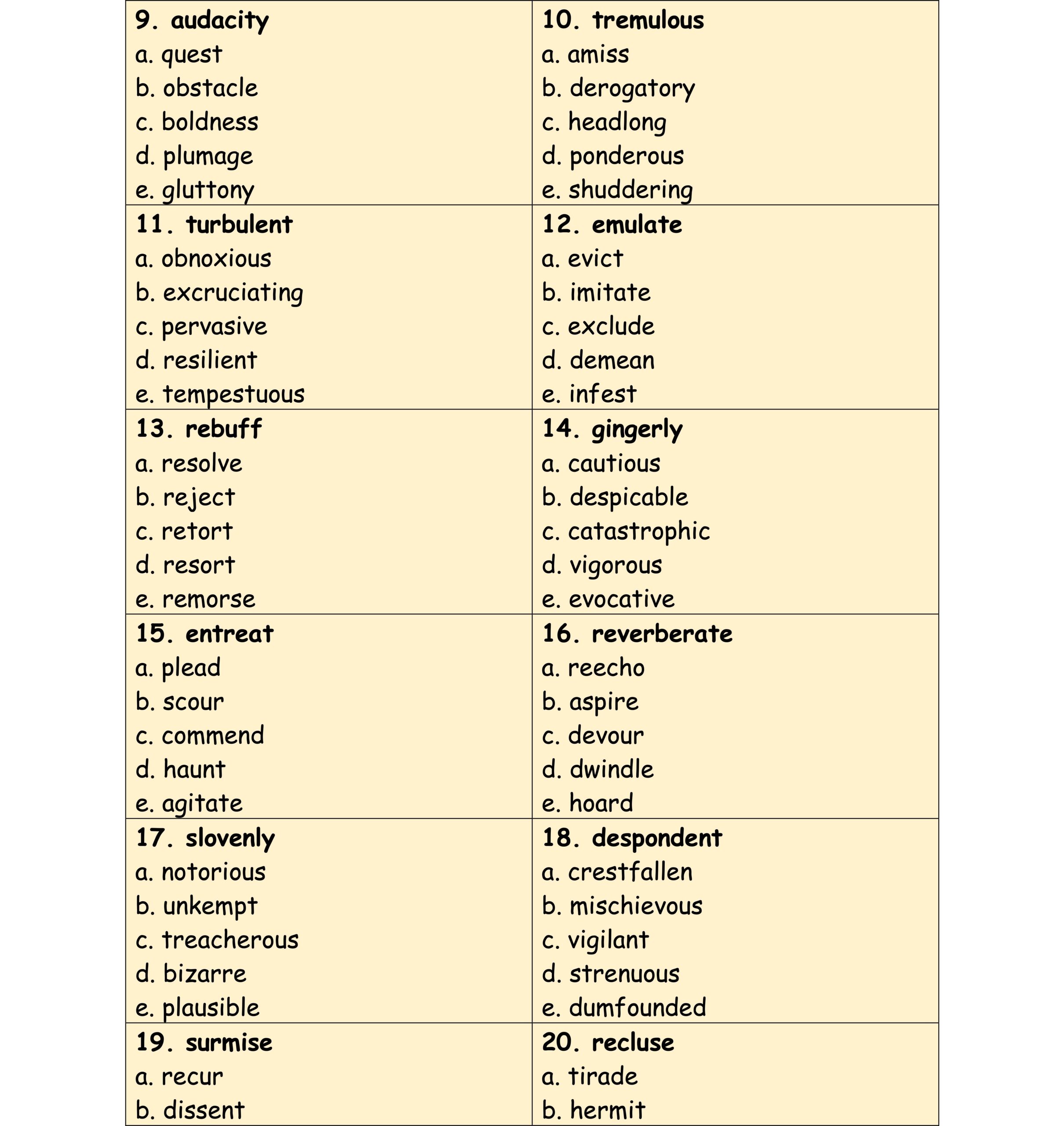 Grade 8 English Words Review Test 1 Resources SSAT Tutoring SAT Tutoring AP Tutoring IB Tutoring FORBEST ACADEMY