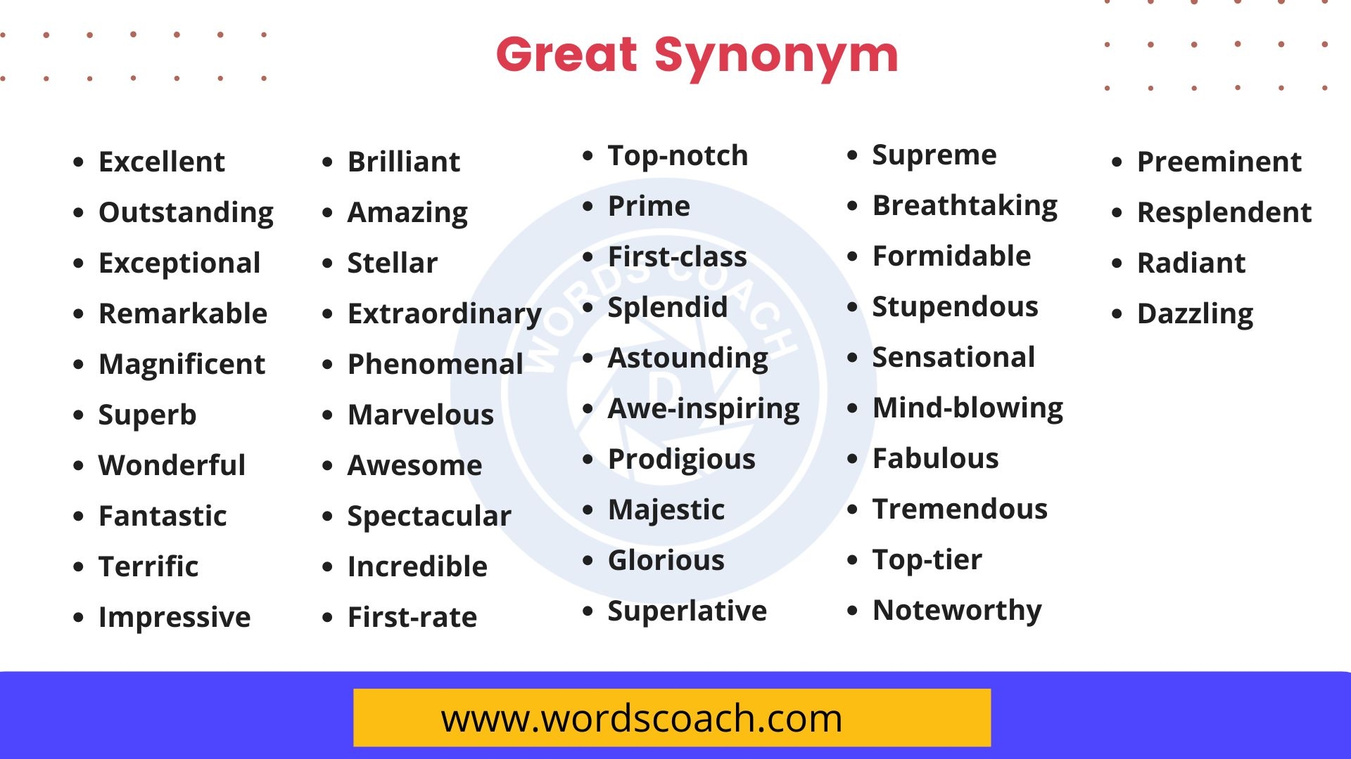 Great Synonym List Of 44 Synonyms For Great With Useful Examples 