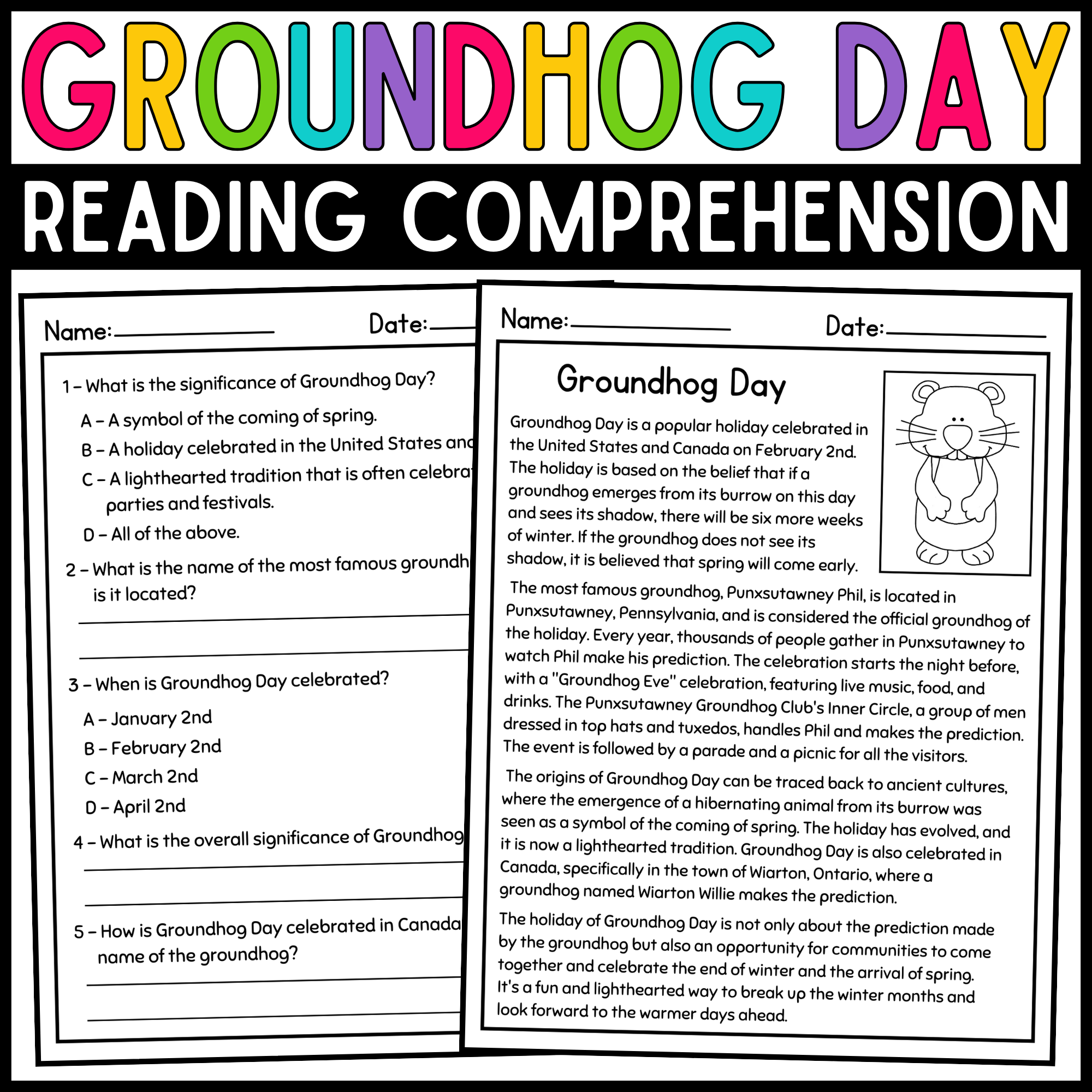reading comprehension test worksheets