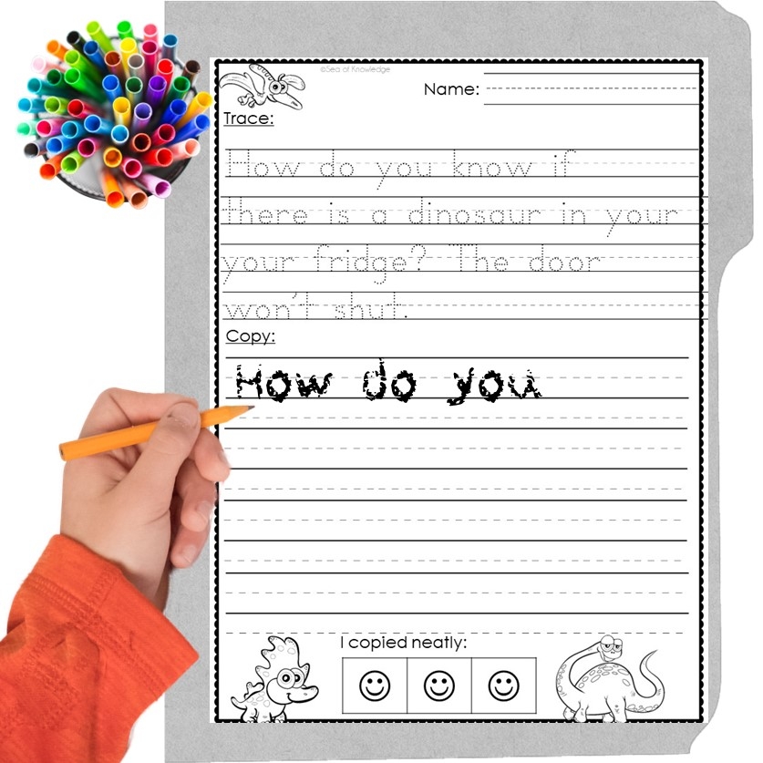Handwriting Practice Paragraph Worksheets Dinosaur Jokes