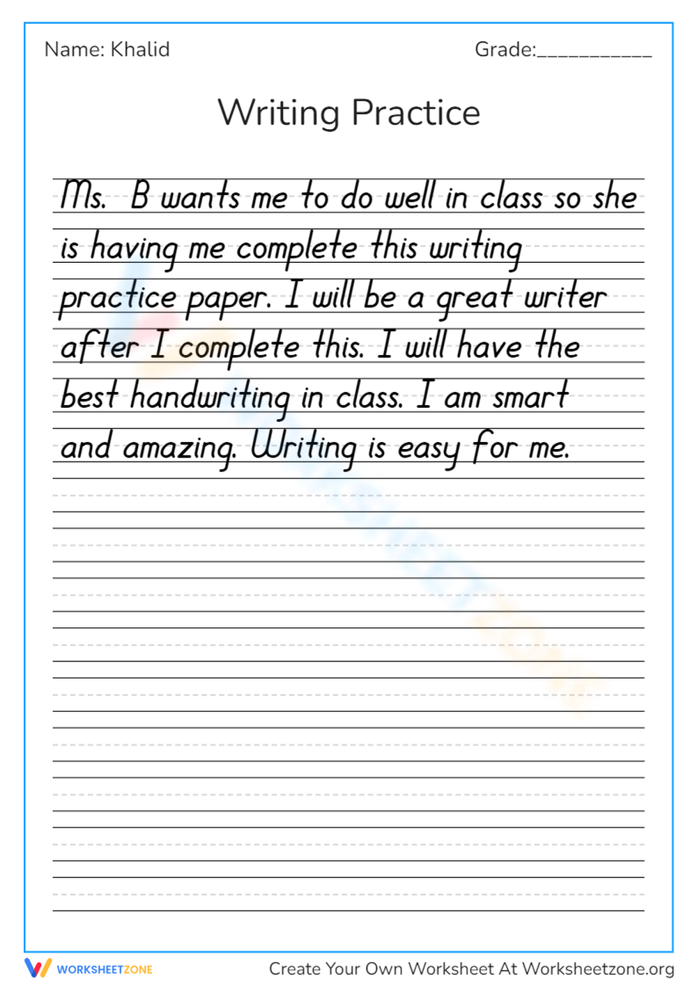 Handwriting Practice Sentences For Kids U0026 Adults Worksheets Library