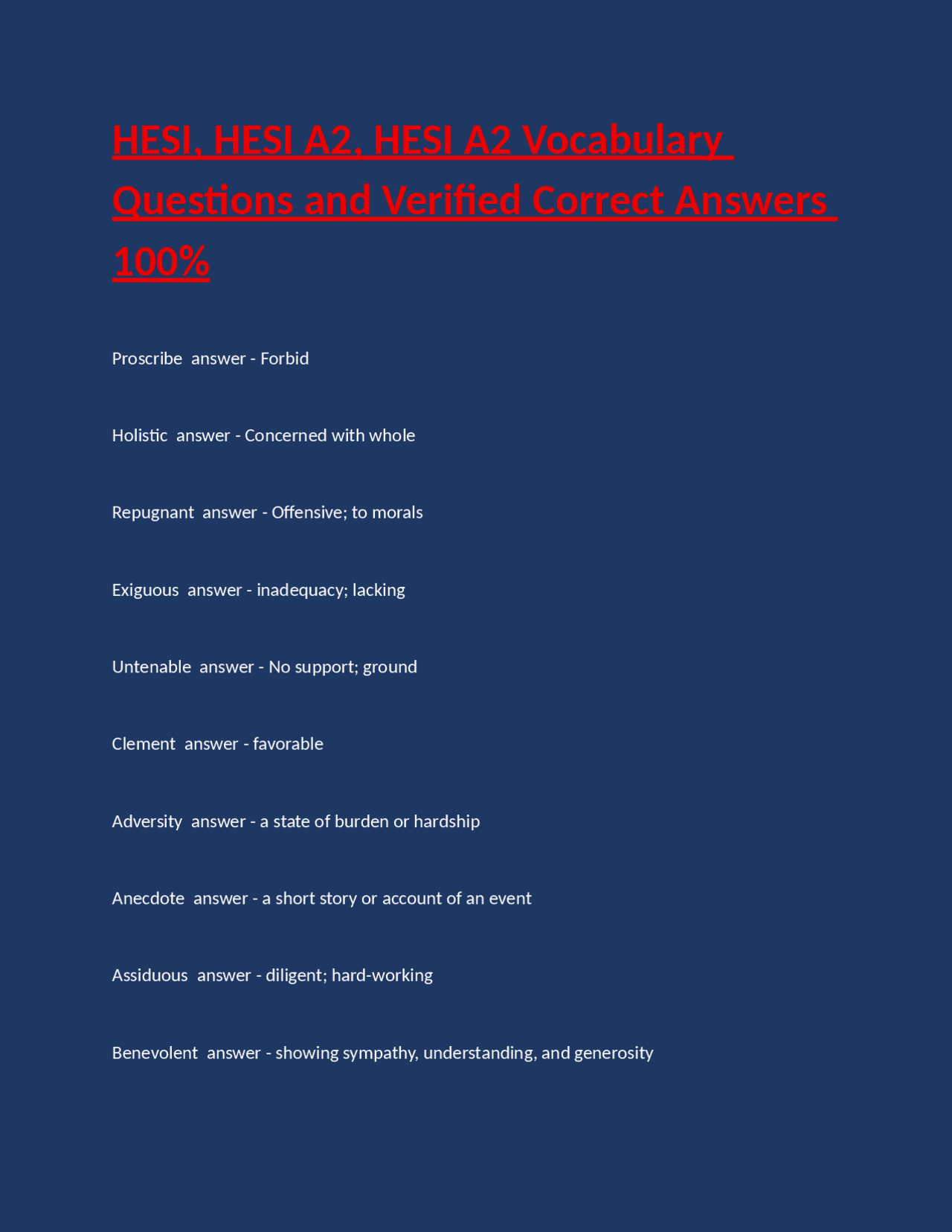 100 vocabulary questions and answers