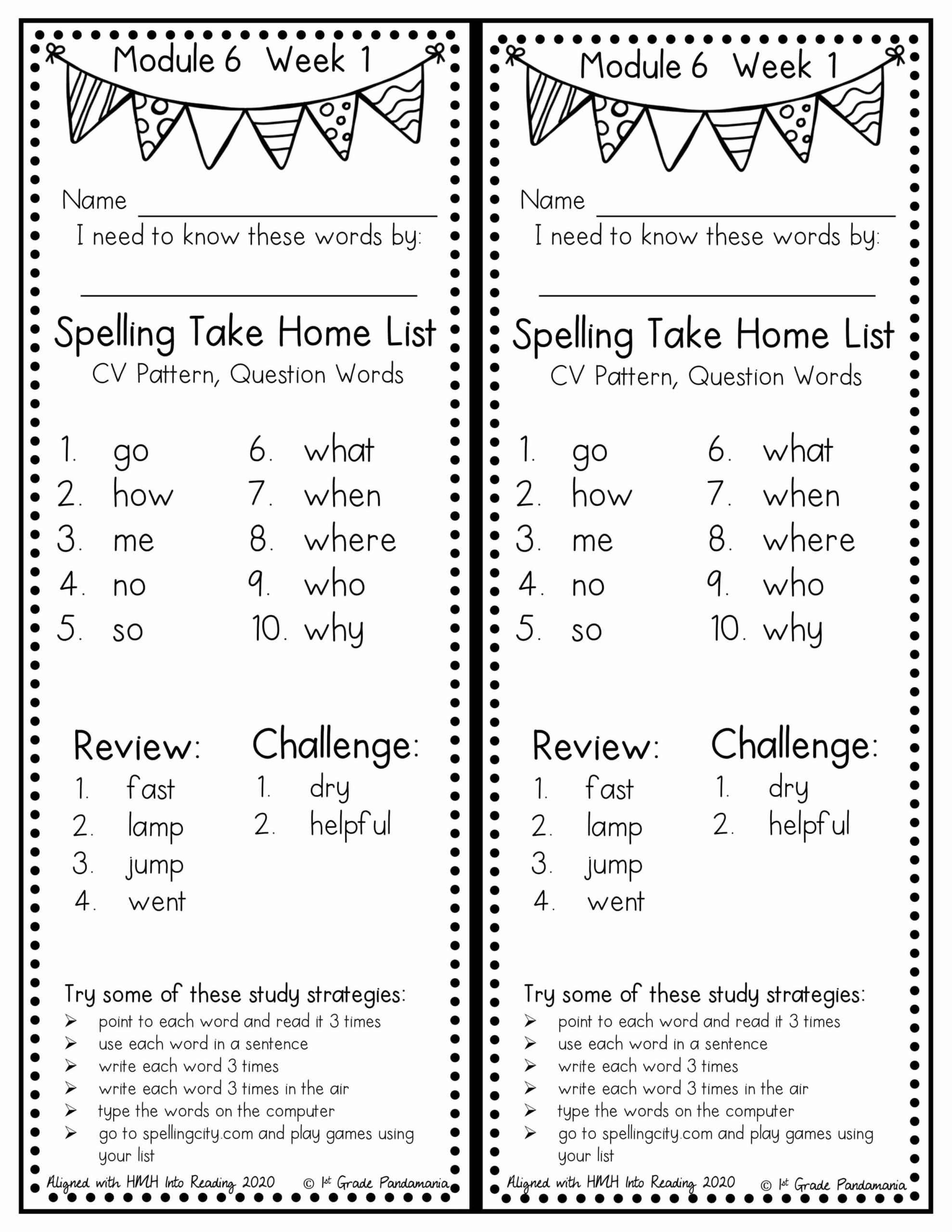spelling list for 1st grade