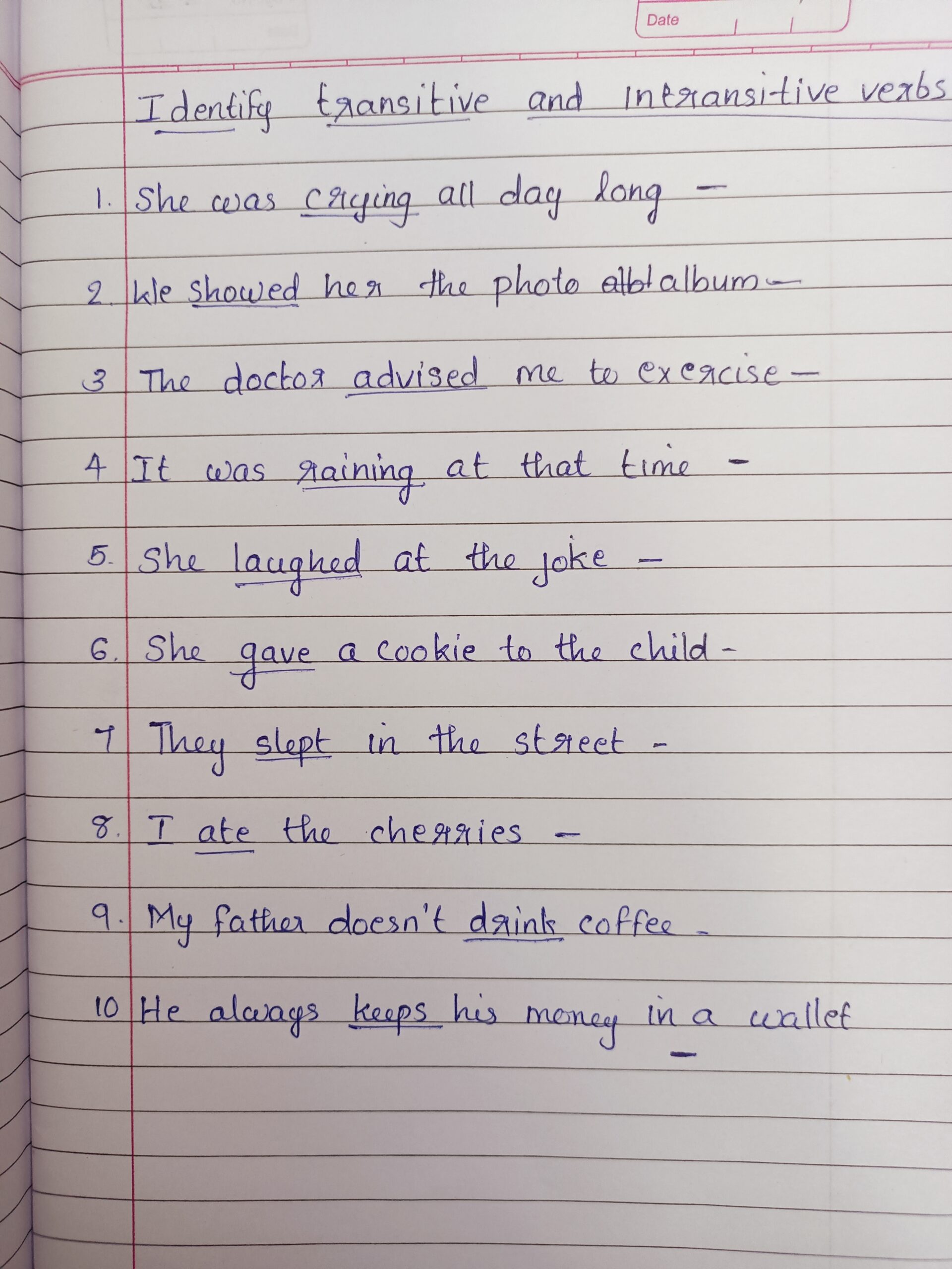 transitive intransitive verbs grade 5
