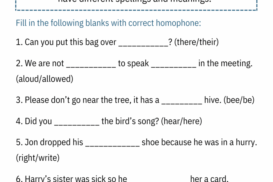 Homophones Grammar Worksheets And Activities For 2nd 3rd And 4th Grade Made By Teachers