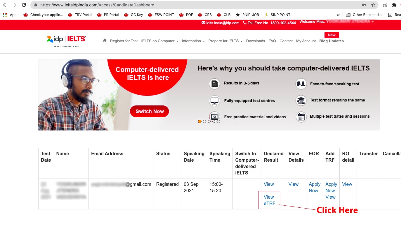 ielts log in