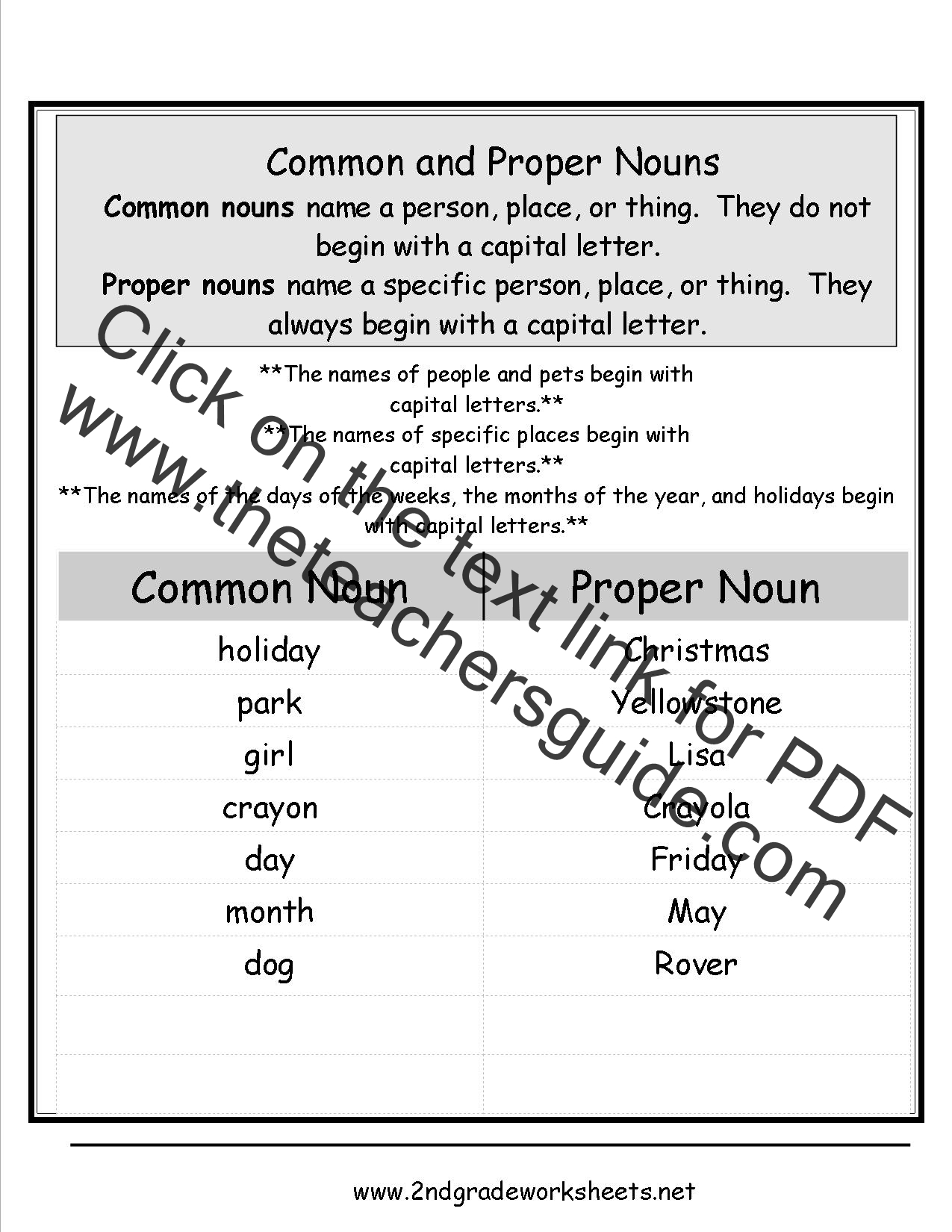Identify Common Proper Nouns Worksheets TheWorksheets CoM 