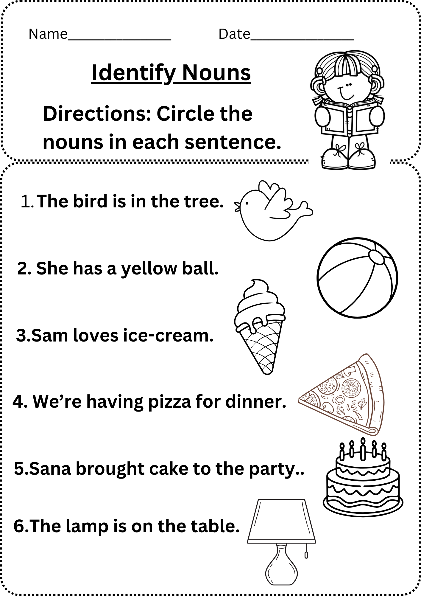 free noun worksheets