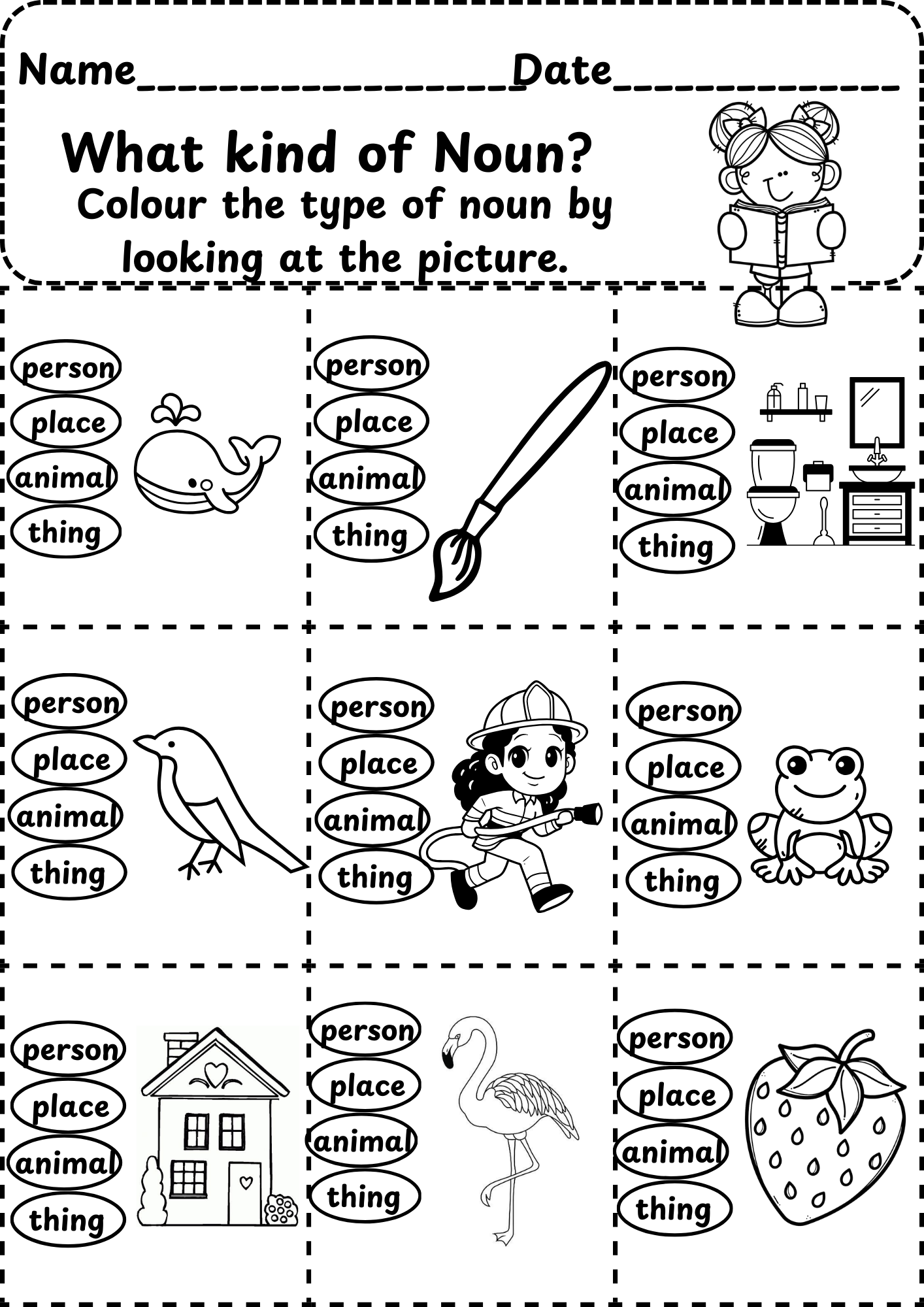 noun worksheet for grade 1