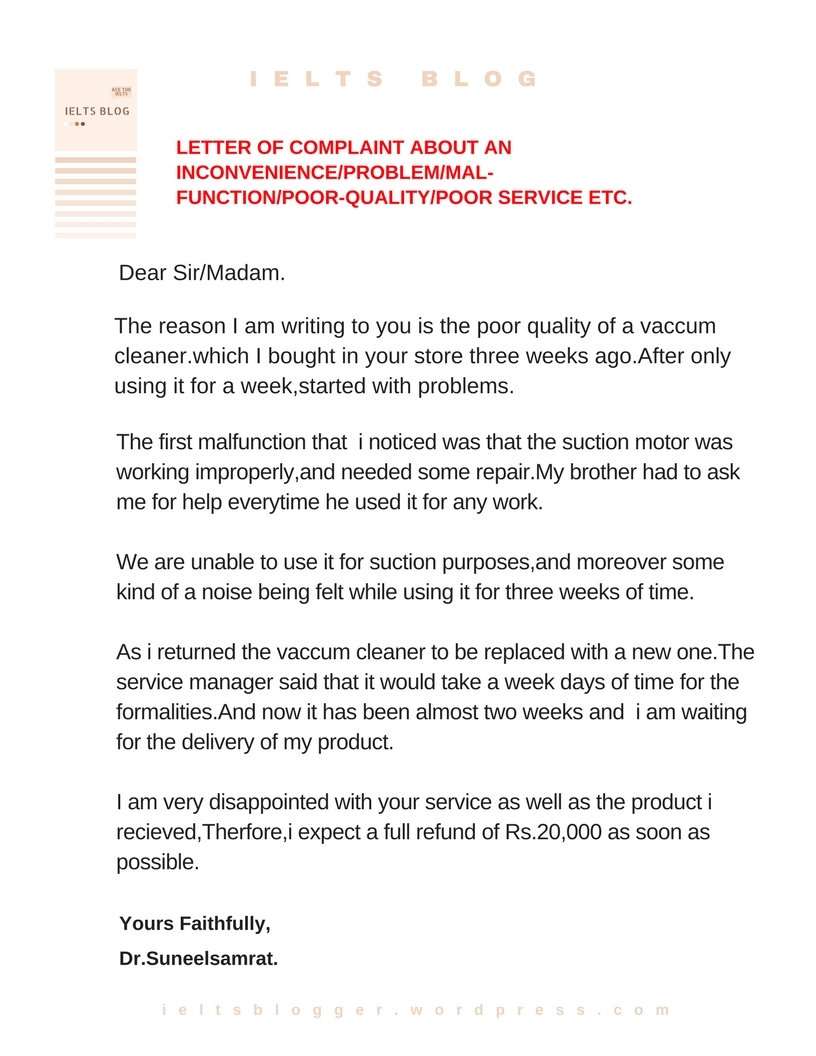 ielts sample letters