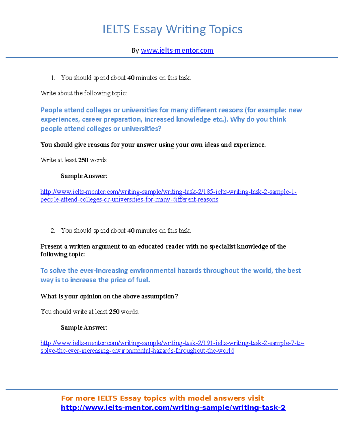 ielts writing task 2 samples with answers