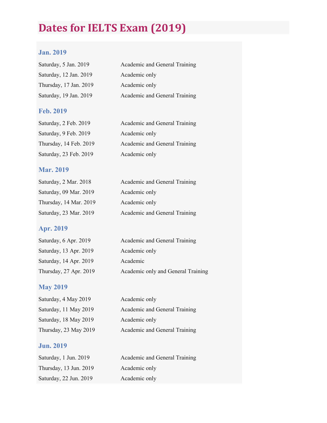 IELTS Exam Dates 2019 Academic U0026 General Training