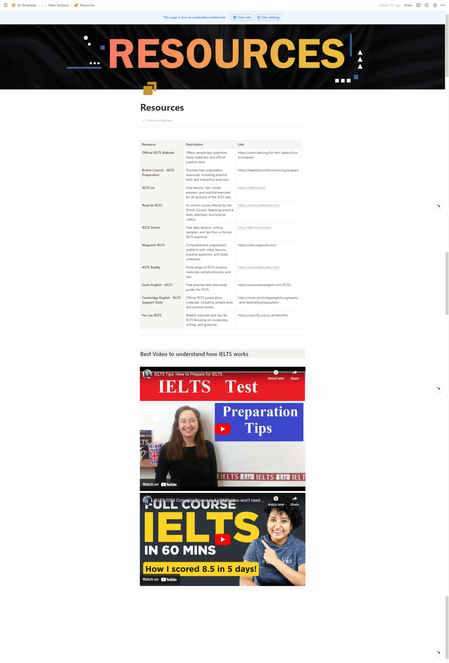 IELTS Exam Preparation Template Notion Marketplace
