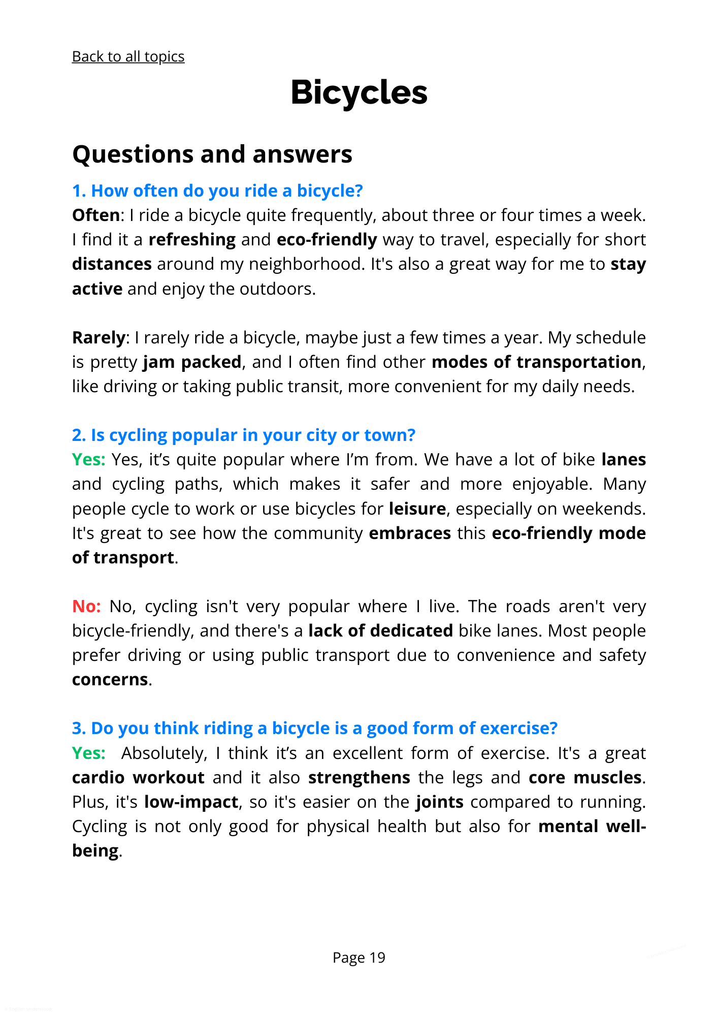 IELTS Speaking Part 1 Questions And Answers eBook IELTS 