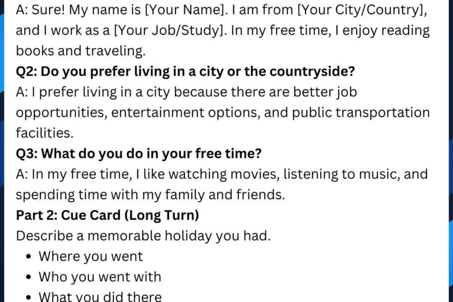 IELTS Speaking Questions And Answers