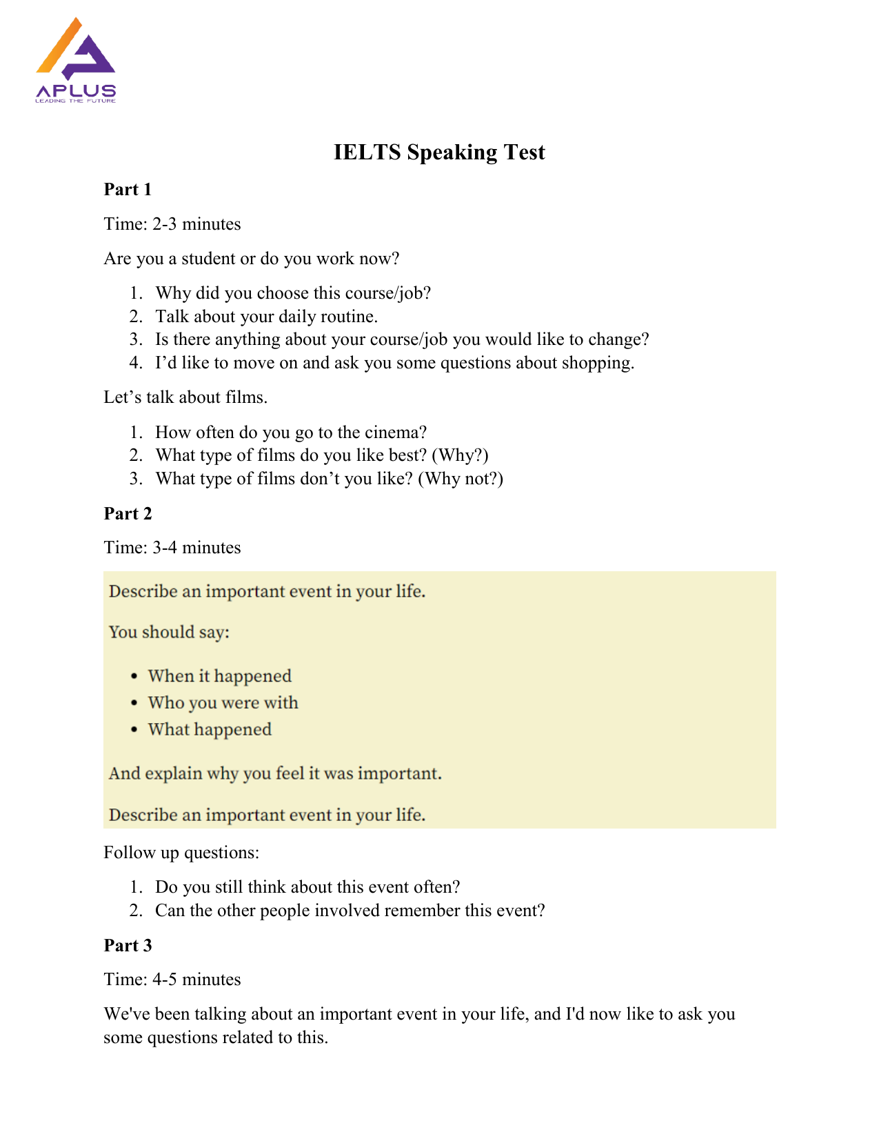 IELTS Speaking Test Questions Practice For Success