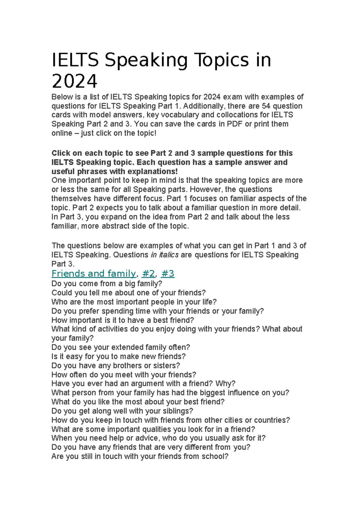 Ielts Speaking Topics In 2024 IELTS Speaking Topics In 2024 