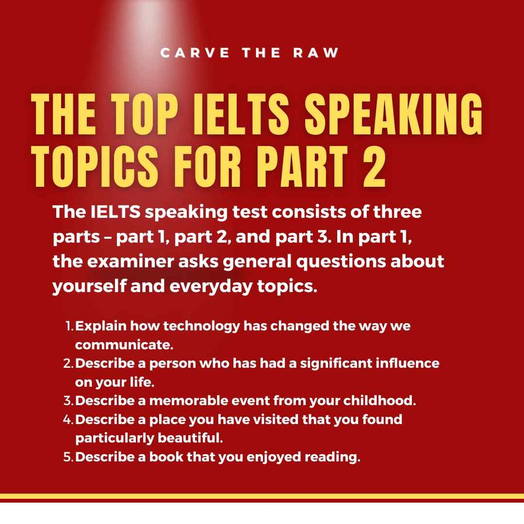IELTS Speaking Topics With 100 Exciting Titles Carvetheraw