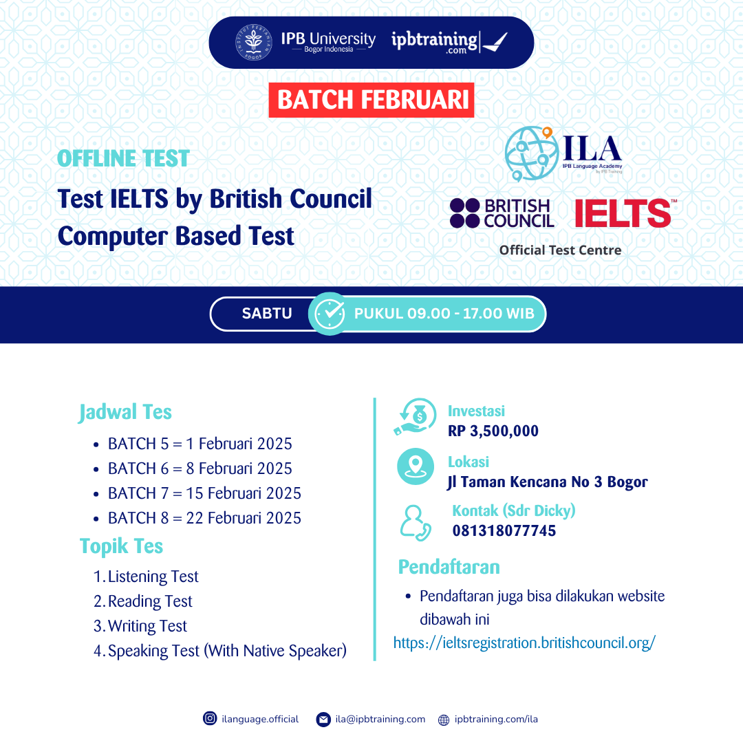 IELTS Test By British Council On Computer Batch Februari IPB University