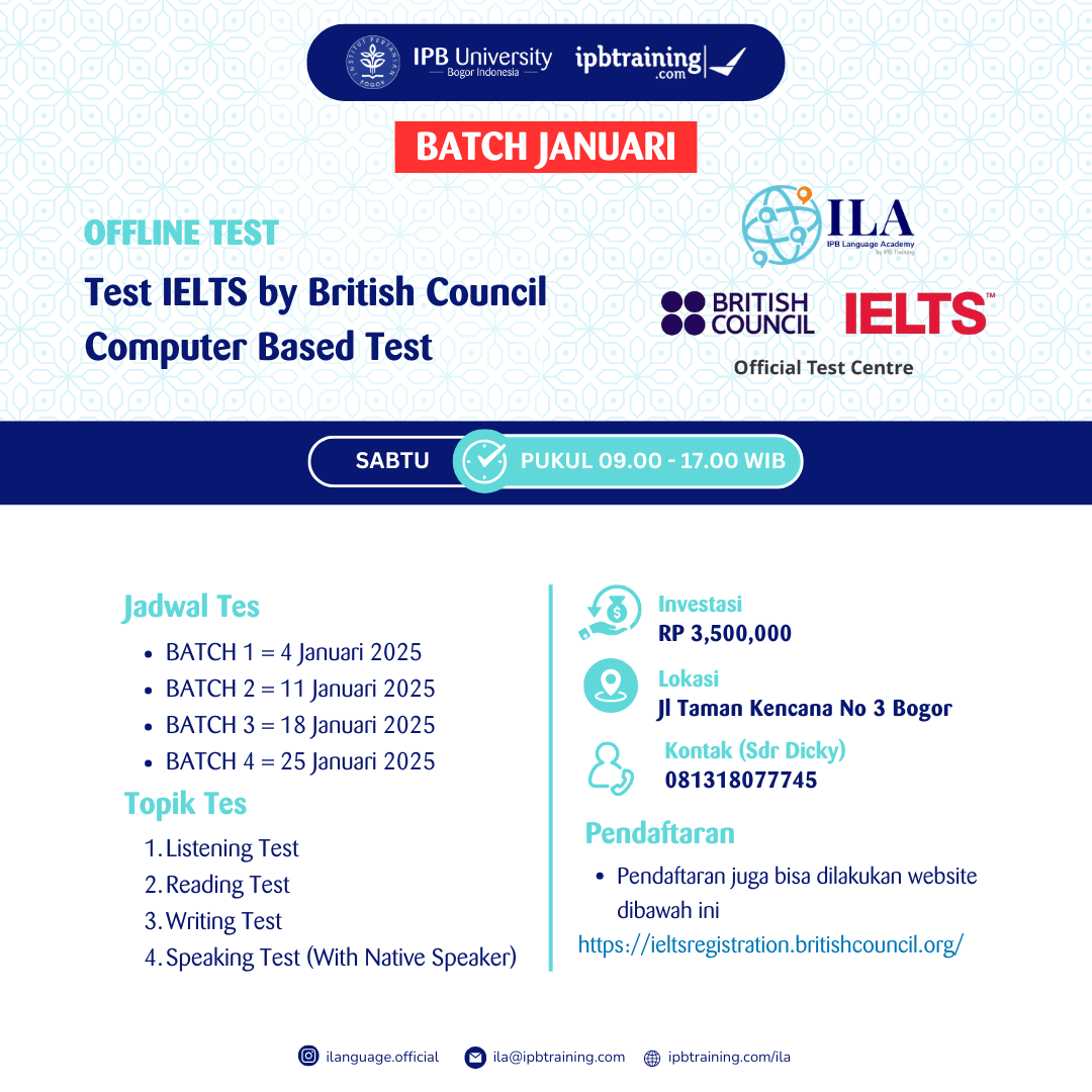IELTS Test By British Council On Computer Batch Januari IPB University