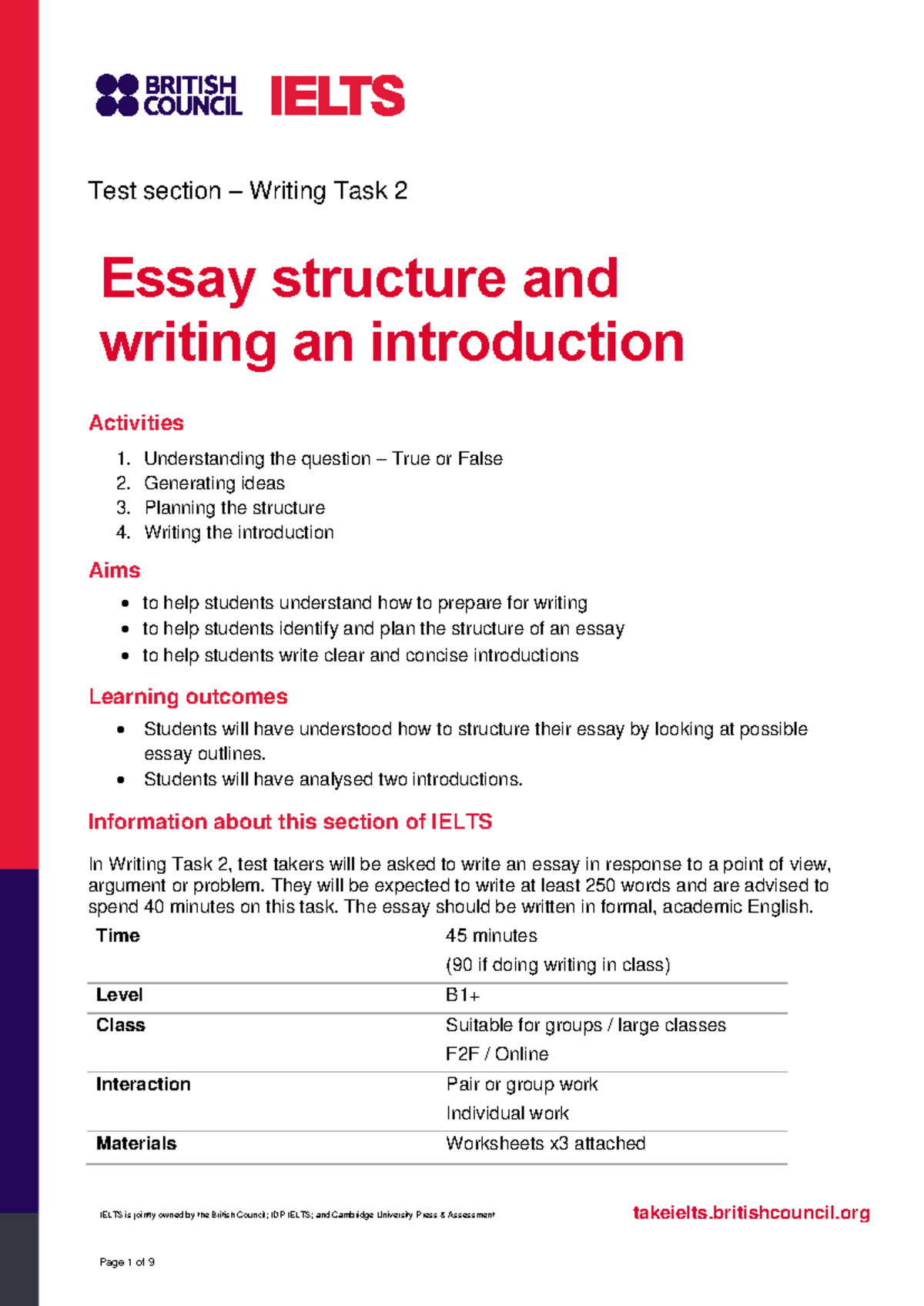 IELTS Writing Task 2 Essay Structure And Introductory Techniques Studocu